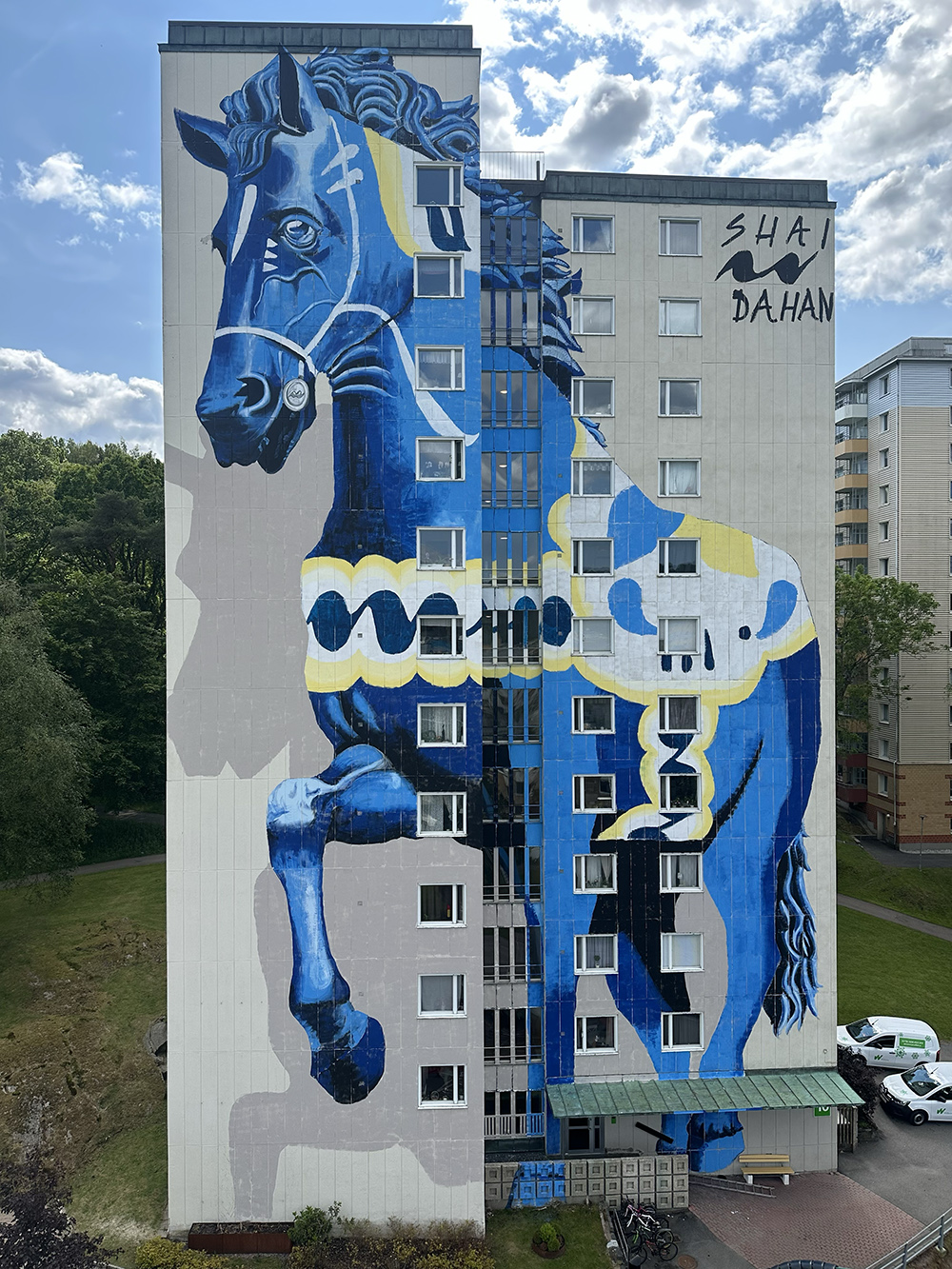 The painted Dala horse of Dalarna, a hand-carved wooden figure that has become an emblem of Sweden.