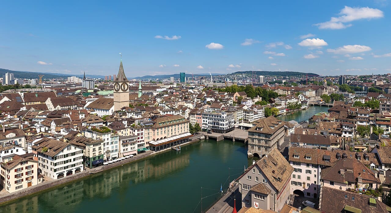 The old town of Zurich on its river and lake. The largest city in Switzerland and a global financial centre, it embodies the prosperity, order, and quality of life for which the country is known.