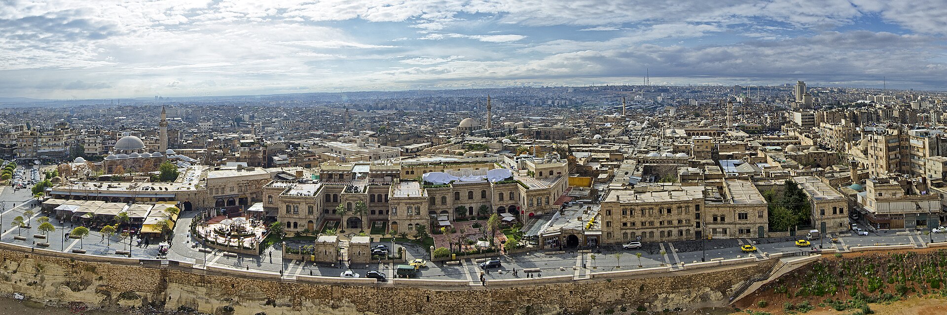 The old city of Aleppo, one of the oldest continuously inhabited cities on Earth and long a great centre of trade. Its historic quarters and famous covered markets suffered heavy damage during the civil war and are now being restored.
