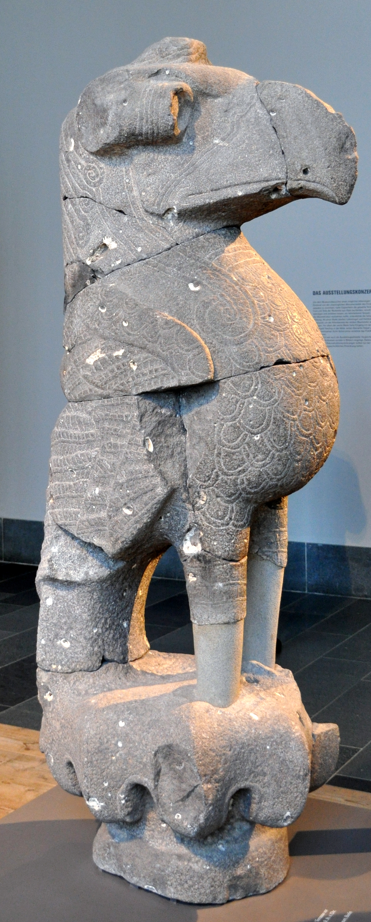 A stone bird of prey from Tell Halaf in northern Syria, carved for an Aramaean palace early in the first millennium BC. It reflects the art of the small kingdoms that flourished after the age of the first empires.