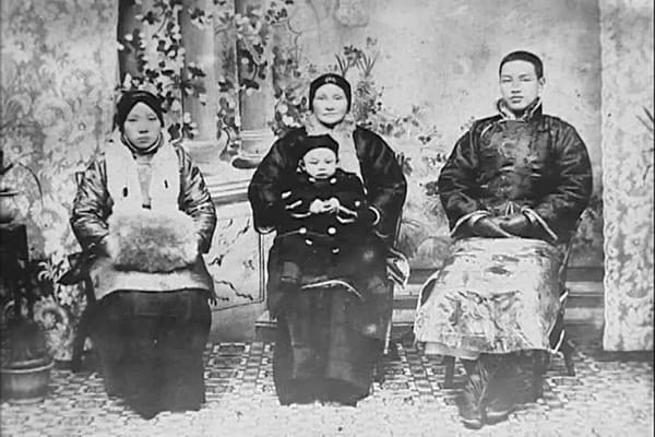 Chiang Kai-shek in a family photograph as a young man. He led the Republic of China to Taiwan after losing the civil war in 1949 and governed the island under martial law until his death in 1975.