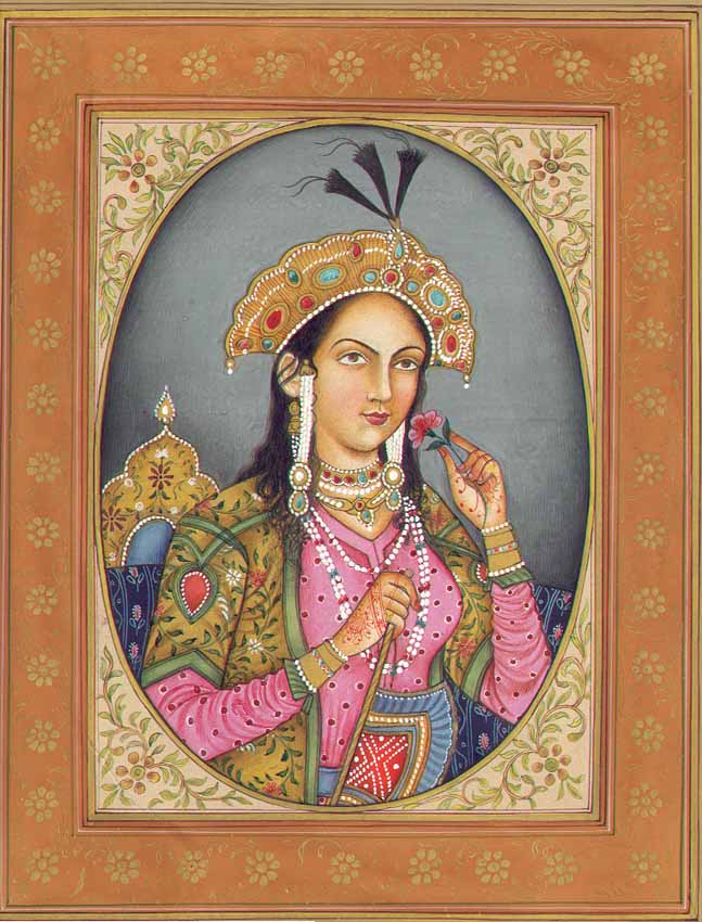 A Mughal painting depicting Mumtaz Mahal, for whom the Taj Mahal was built. Credit: Unknown (Public domain).
