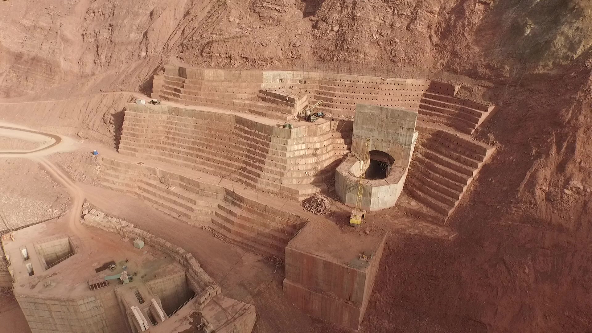 Construction of the Rogun Dam on the Vakhsh River, a vast project intended to be the tallest dam in the world. Tajikistan hopes it will turn the country's mountain rivers into a major source of power and export income.