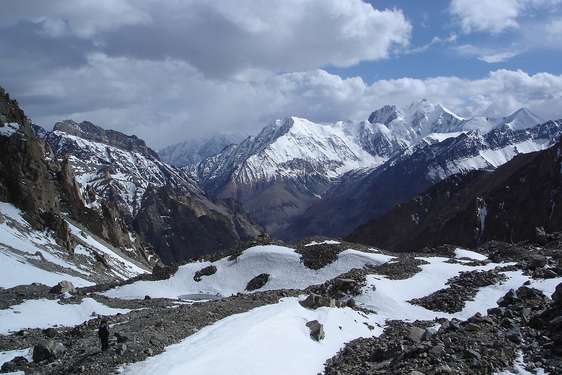 The high Pamir mountains, sometimes called the Roof of the World, which cover the east of Tajikistan. Their glaciers and snows feed the rivers of the region and give the country enormous potential for hydroelectric power.