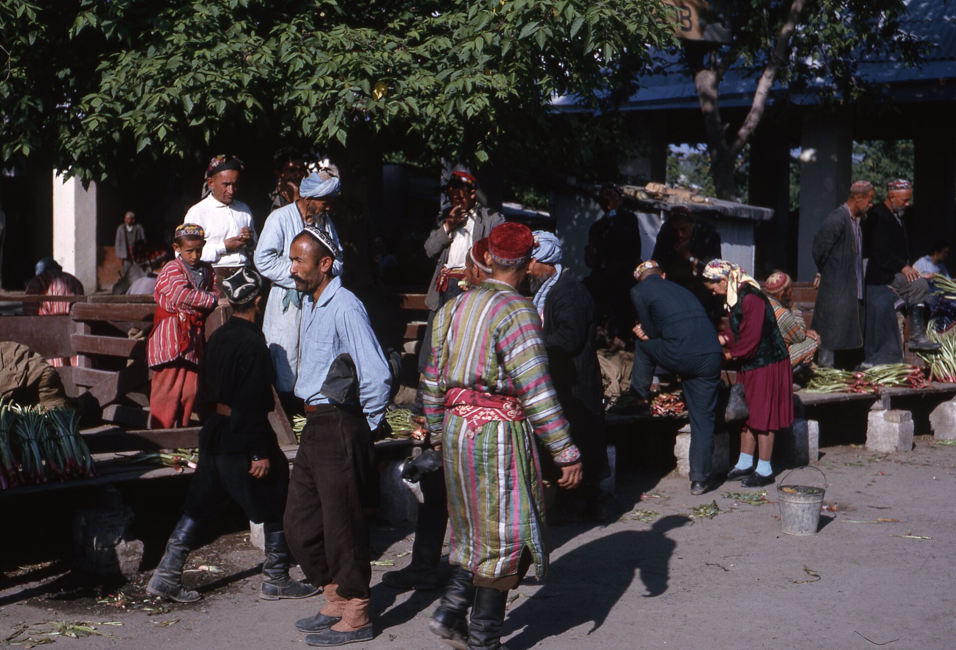 A street scene in Soviet Tajikistan in 1964. Soviet rule brought roads, industry, cotton, and education to the mountainous republic, laying down much of the framework of the modern country.