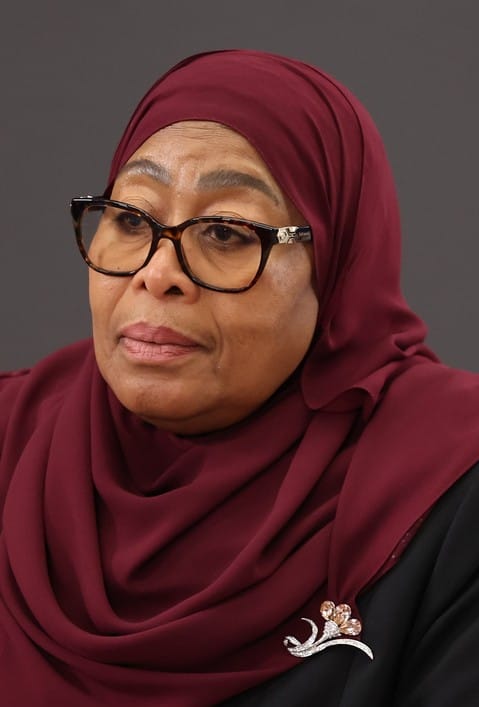 Samia Suluhu Hassan, president of Tanzania since 2021 and the country's first woman head of state. Her rule has swung between a hopeful easing of repression and a hard crackdown on the opposition around the 2025 elections.
