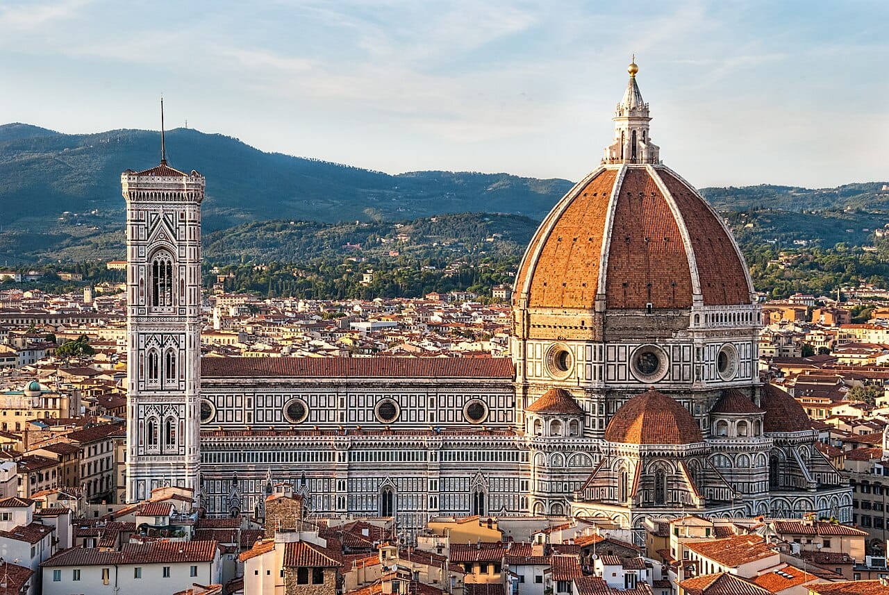The dome of Florence Cathedral. Its construction required solving a spanning problem that had defeated builders for over a century, as the dome capsule describes.