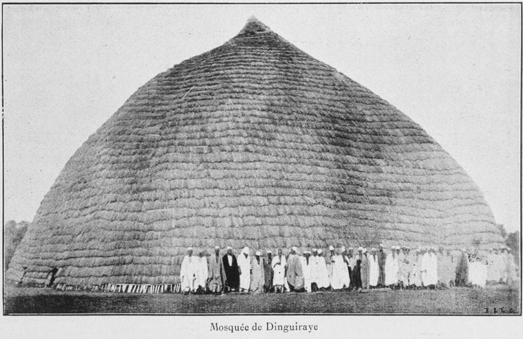 The Great Mosque of Dinguiraye in Guinea. Domed and vaulted forms were developed independently in many building traditions using locally available materials.