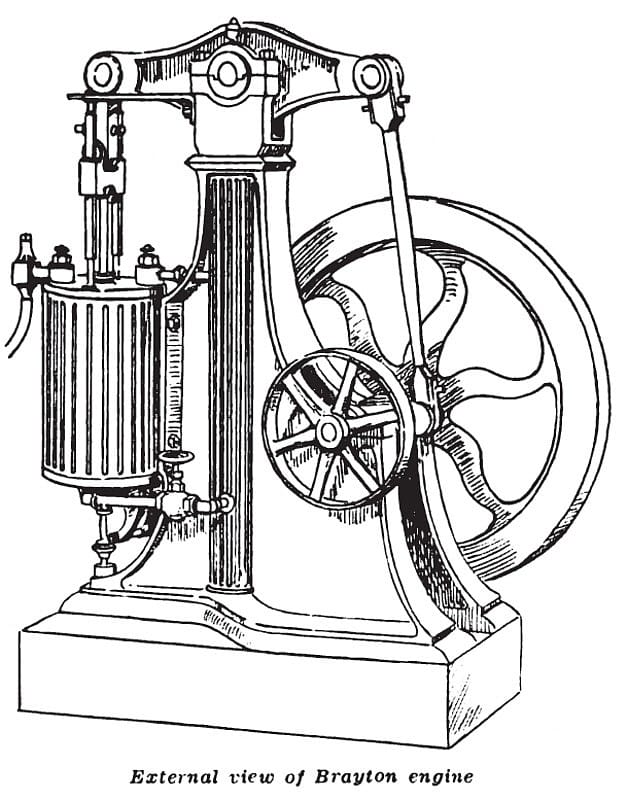 An early internal combustion engine of 1872. The type existed for decades in stationary form before it became light enough for a vehicle.