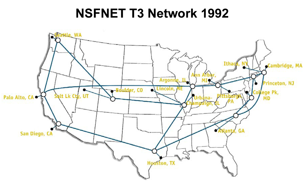 A 1969 sketch of ARPANET, the research network from which the Internet grew.