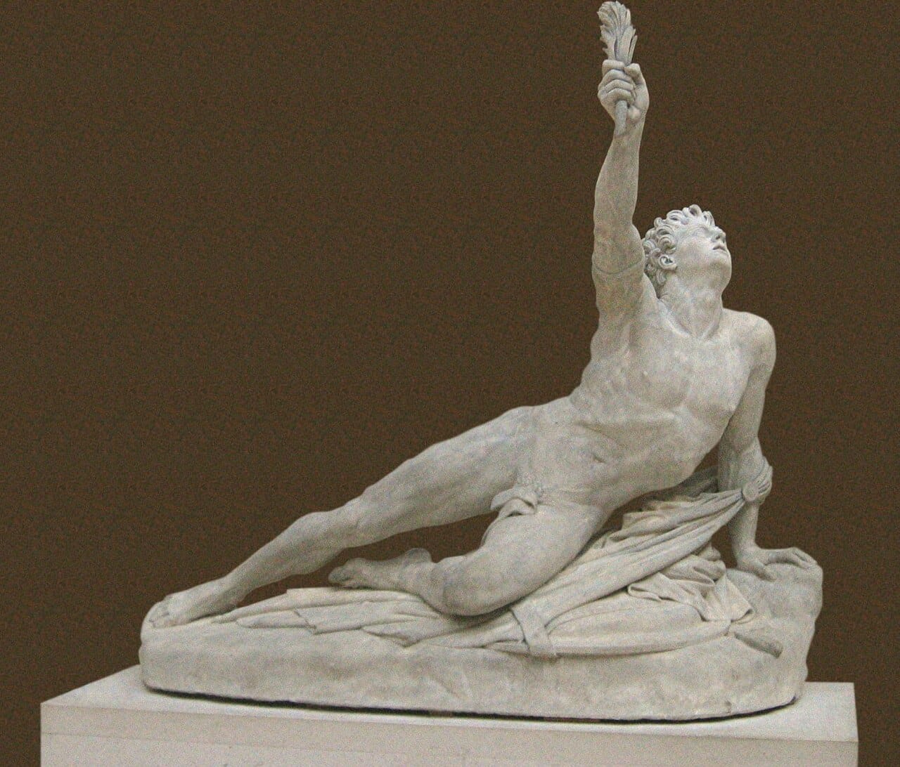 A sculpture of the soldier of Marathon. The legend was well established in art and literature long before the modern race was created from it.