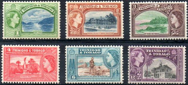 Queen Elizabeth the Second on 1953 stamps of Trinidad and Tobago. The islands remained a British colony until independence in 1962, and kept the monarch as head of state until becoming a republic in 1976.