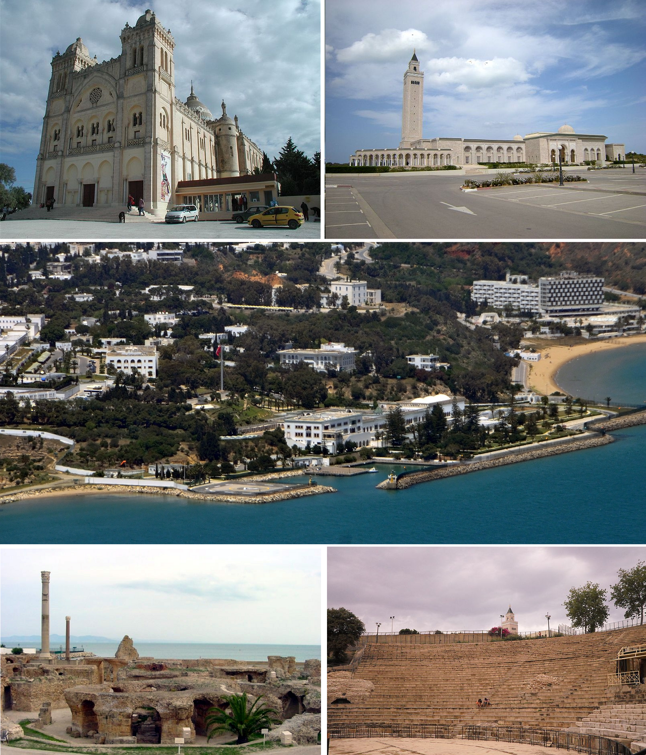 The site of ancient Carthage today, on the Gulf of Tunis outside the modern capital. Rome destroyed the Phoenician city in 146 BC and rebuilt it as a Roman colony a century later, and its ruins now sit within the suburbs of Tunis.
