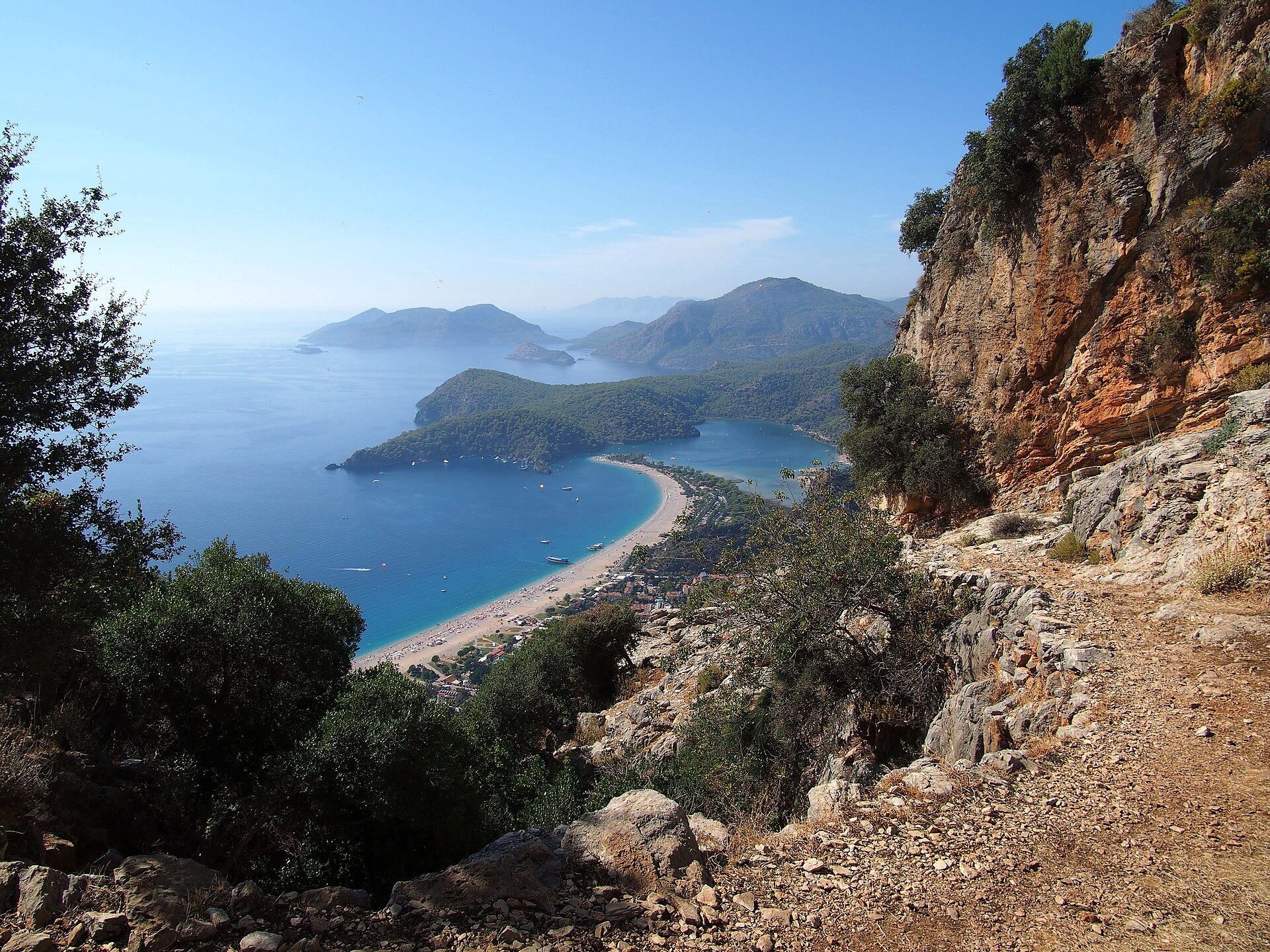 The Lycian Way along Turkey's Mediterranean coast, a long-distance trail past ancient ruins and turquoise bays.