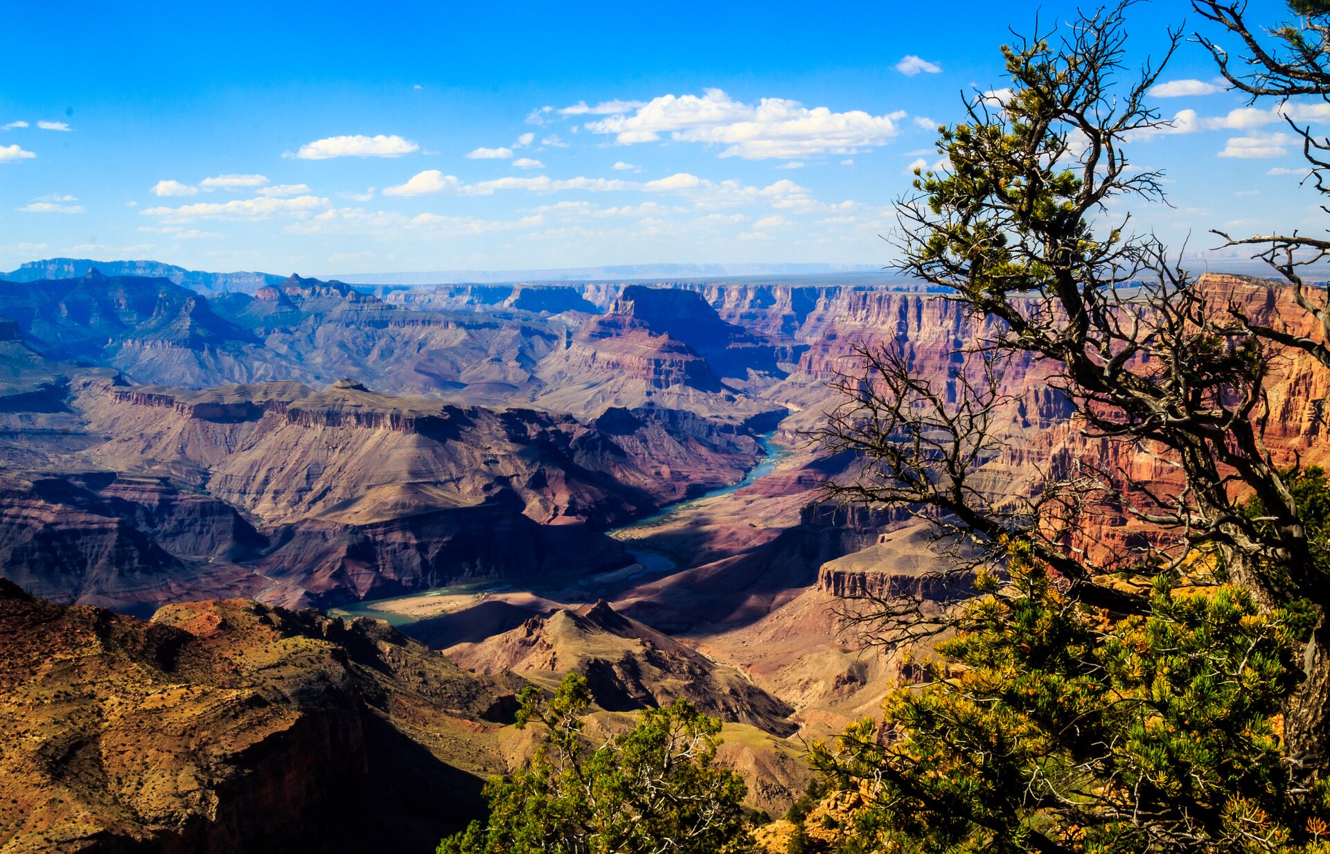 The Grand Canyon in Arizona, carved by the Colorado River over millions of years. Nearly two billion years of the Earth's history lie exposed in its mile-deep walls.