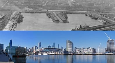 Contemporary docklands redevelopment. The methods have changed toward incremental and mixed-use work, and the questions about displacement and who benefits have not gone away.