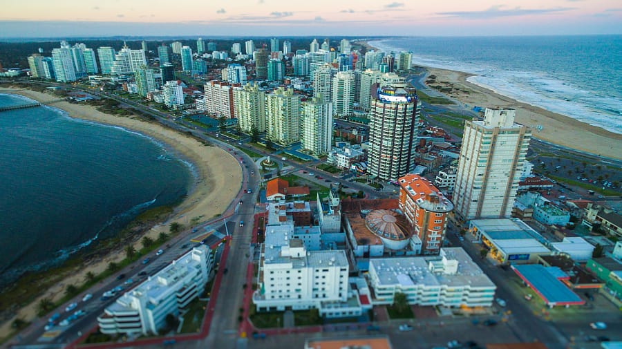 Punta del Este on the Atlantic coast. The peninsula resort is the best known of Uruguay's beaches and fills each southern summer with visitors from Argentina and Brazil, making tourism one of the small country's most important earners.