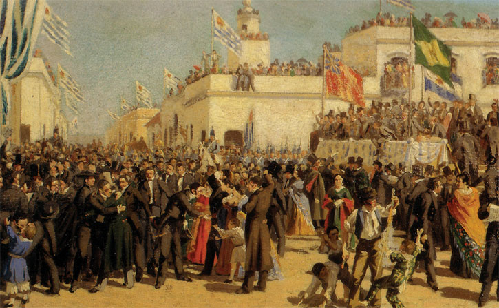 Blanes's study for the swearing of the constitution of 1830. The oath sworn in Montevideo gave the new buffer state its first legal foundation, though decades of civil war between the Blanco and Colorado factions followed before the country settled.