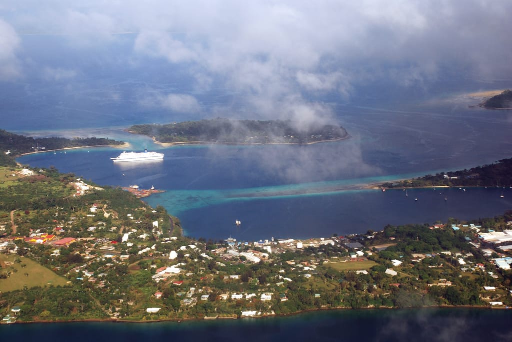 Port Vila, the capital and largest town of Vanuatu, on the island of Efate. Most ni-Vanuatu still live in rural villages, but the small harbour town is the hub of government, trade, and tourism.