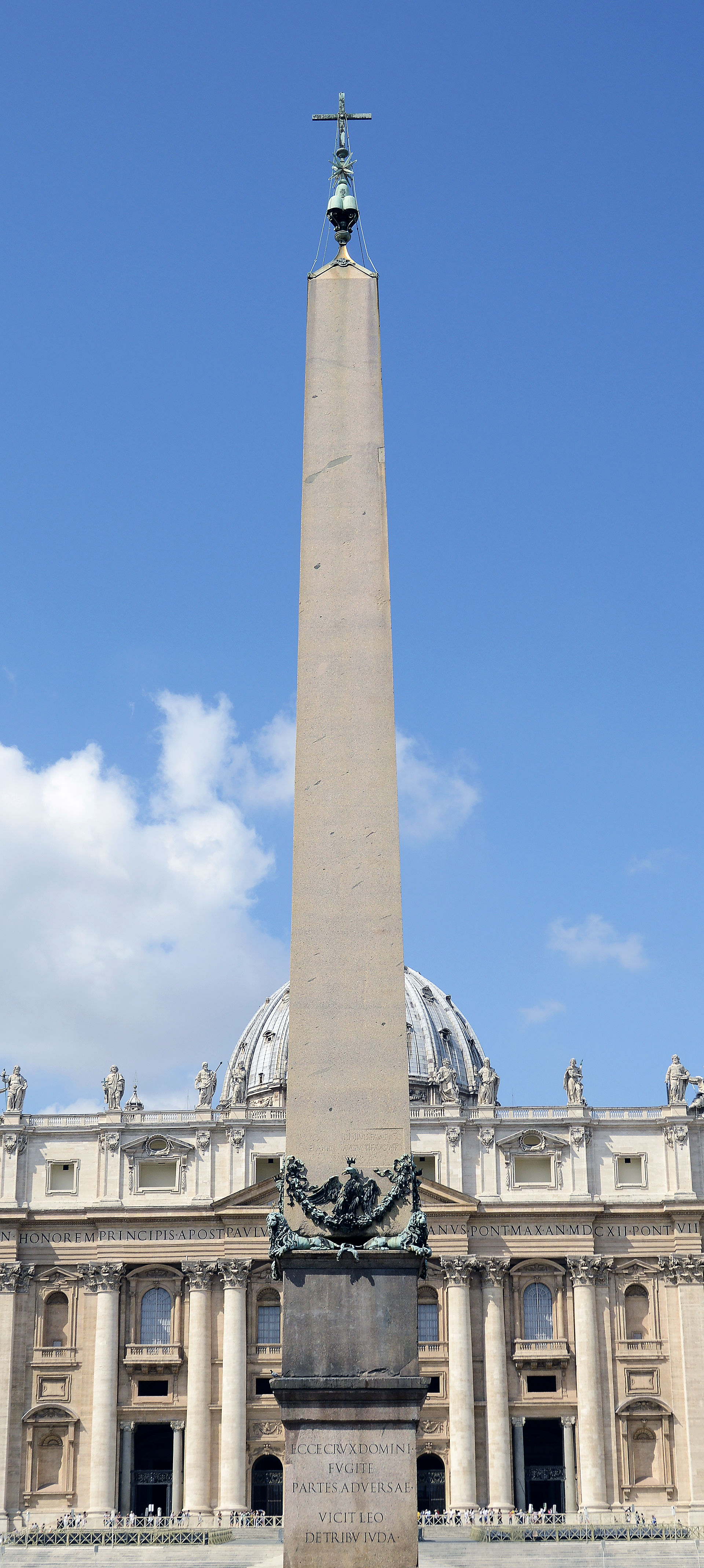 The ancient Egyptian obelisk at the centre of St Peter's Square, brought to Rome in antiquity. Credit: Livioandronico2013 (CC BY-SA 4.0).