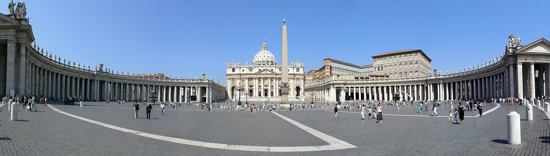 A panorama over the Vatican. A state of 44 hectares with a resident population of roughly 800 serves as the seat of an institution with well over a billion adherents worldwide.