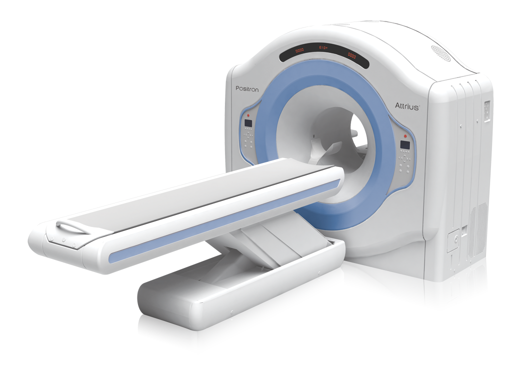 A positron emission tomography scan. Tumours appear as bright regions because they take up a labelled glucose analogue far faster than surrounding tissue.
