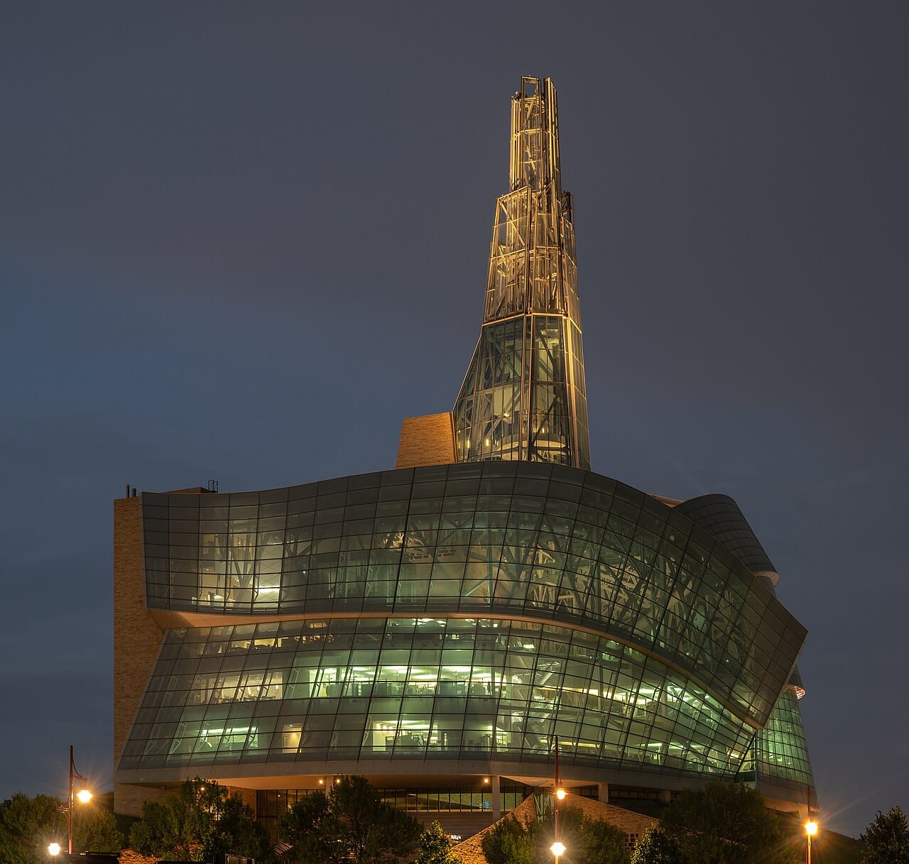 The Canadian Museum for Human Rights, opened in 2014 at The Forks. It is the first national museum in Canada built outside the National Capital Region, and the only one dedicated solely to human rights.