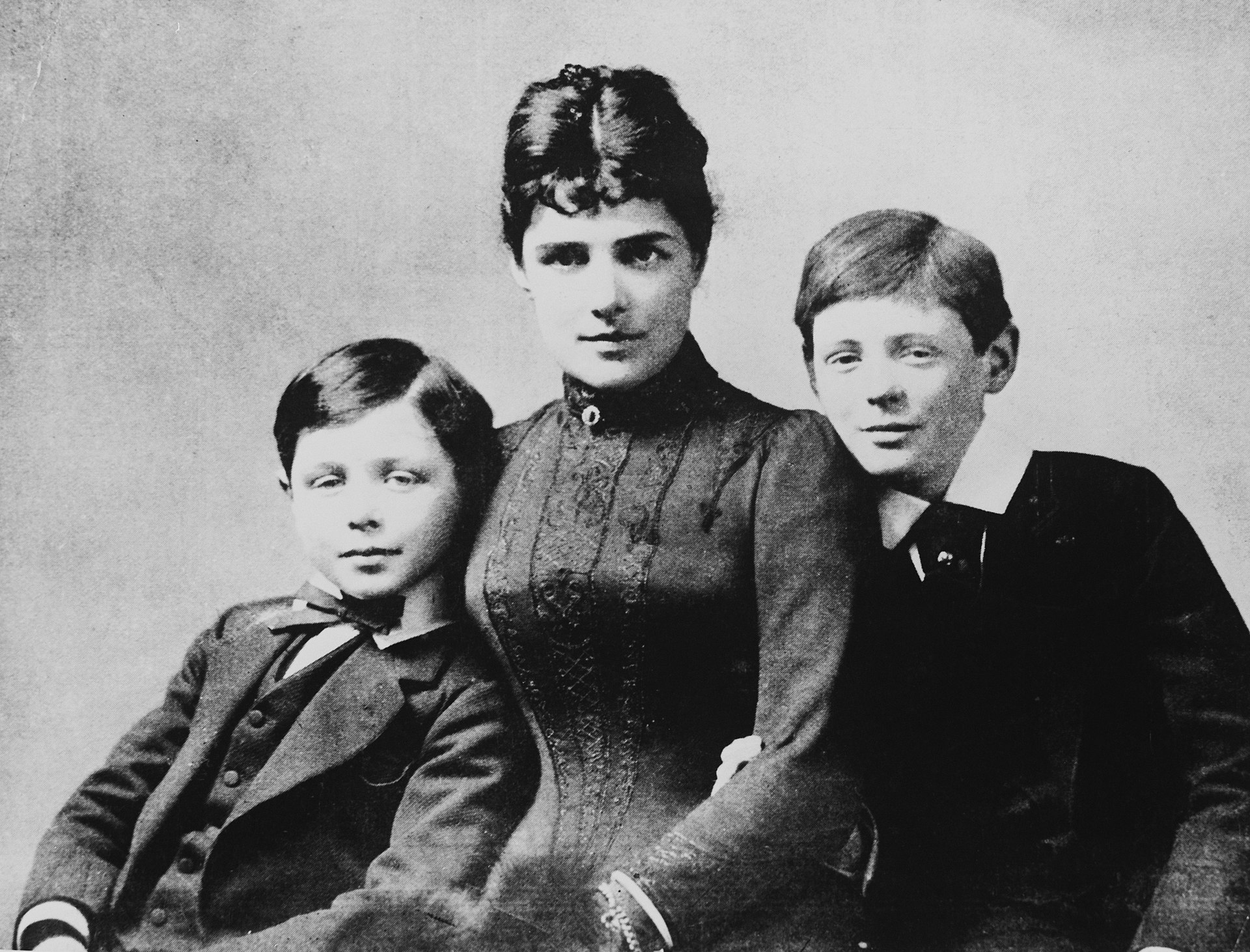 A young Churchill with his mother, Jennie, and brother.