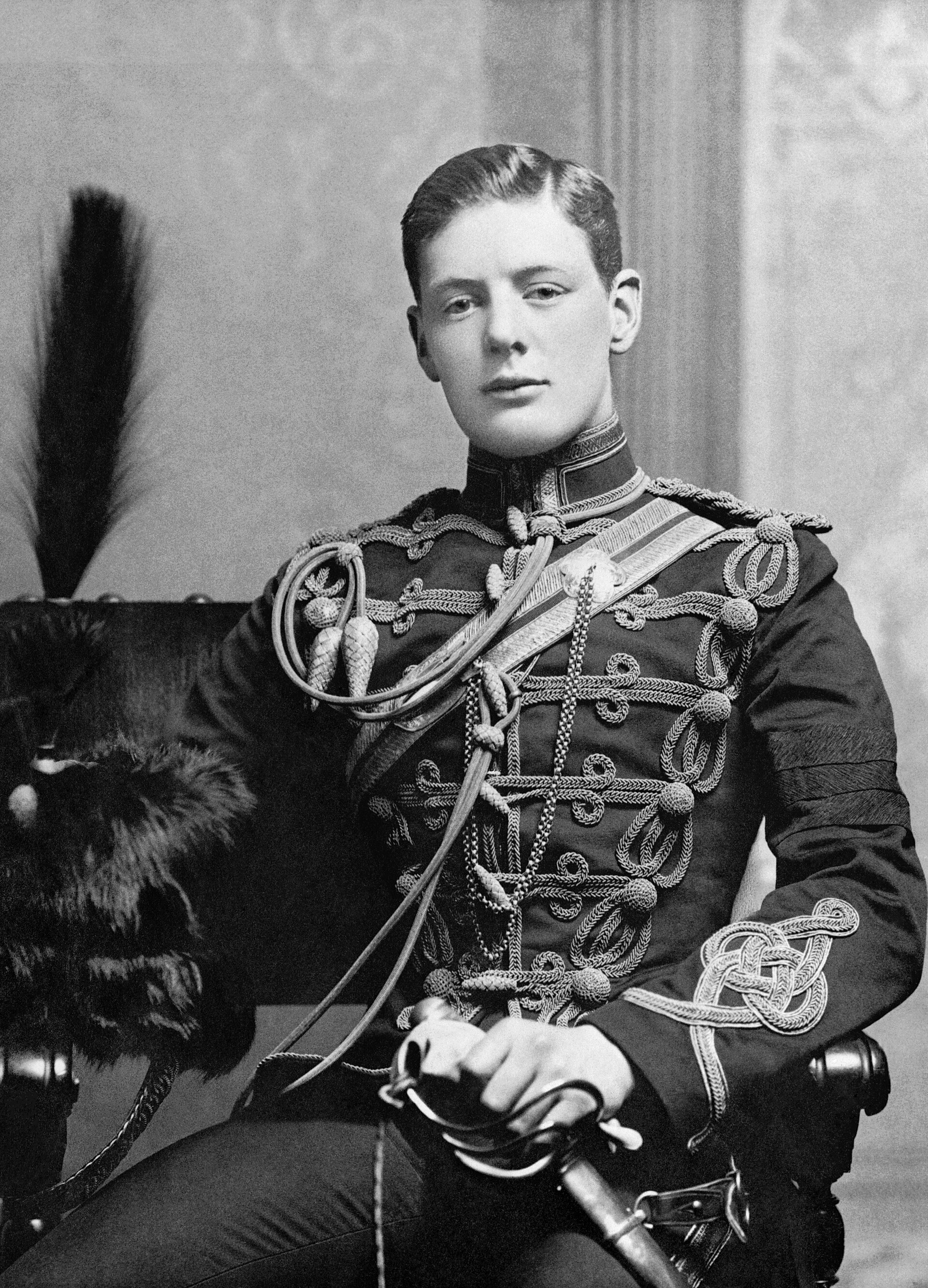 Churchill in military uniform; he was a soldier before he was a statesman.