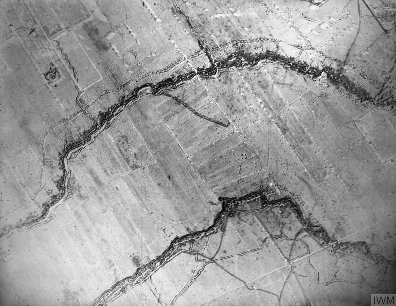 Opposing lines of trenches on the Western Front, where armies were locked in a deadly stalemate for years.