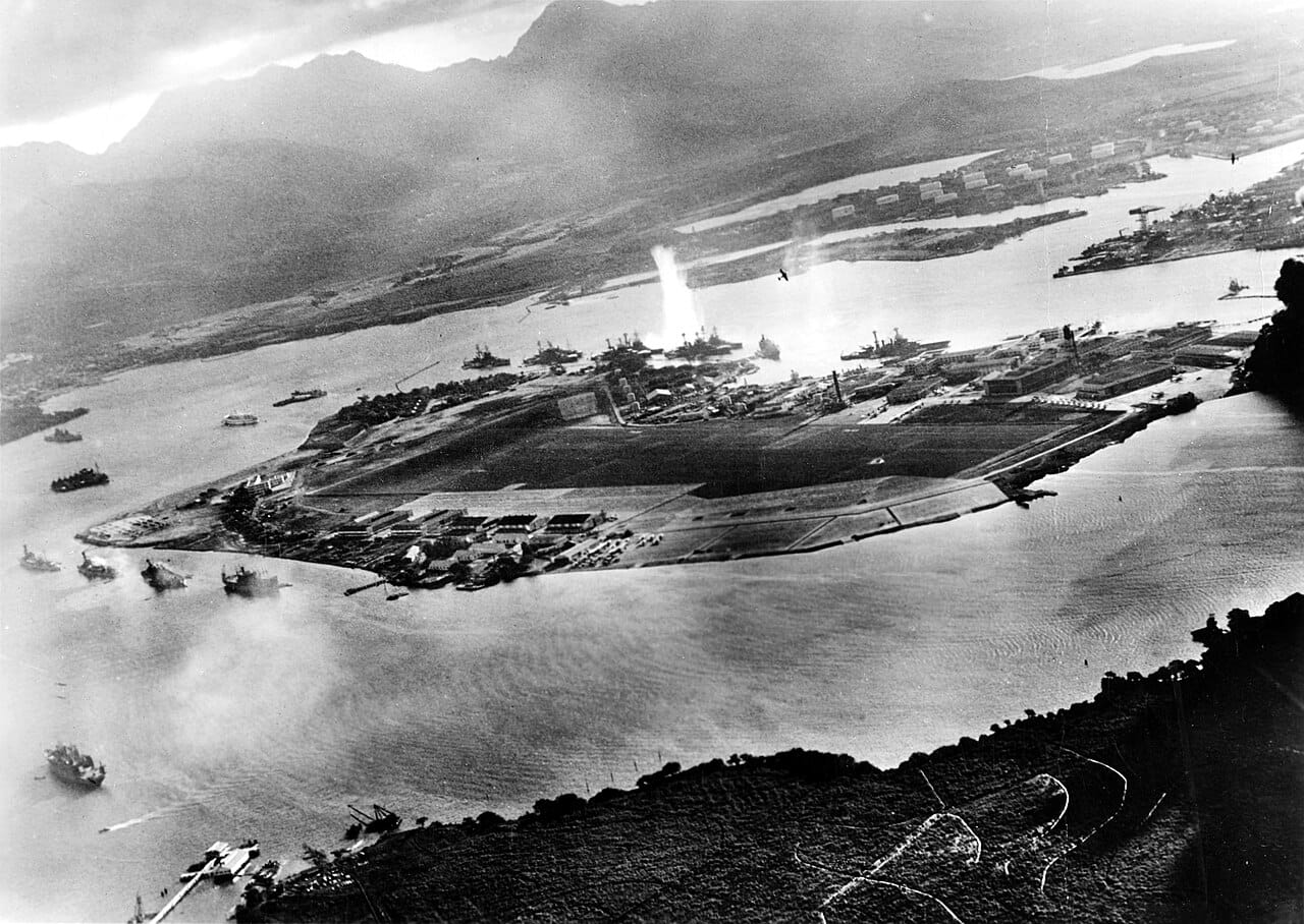 The Japanese attack on Pearl Harbor, 7 December 1941, which brought the United States into the war and made it a truly global conflict.