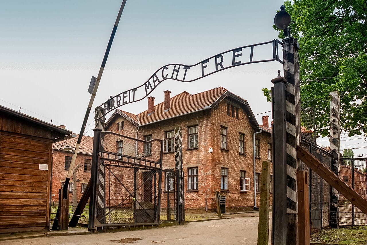 The gate of Auschwitz, the largest of the Nazi death camps, where more than a million people, most of them Jews, were murdered.