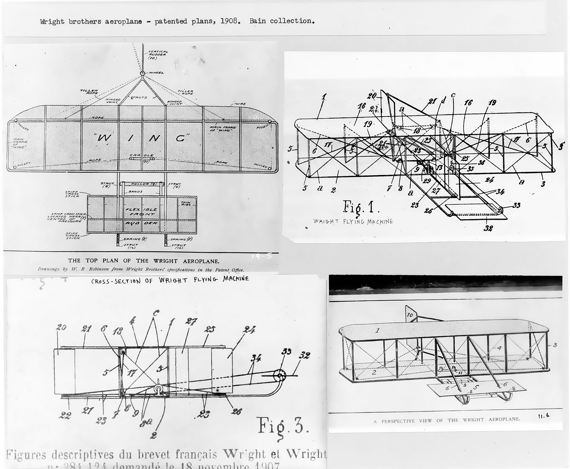 The Wright Flyer's patent drawing, capturing their key insight into flight control.