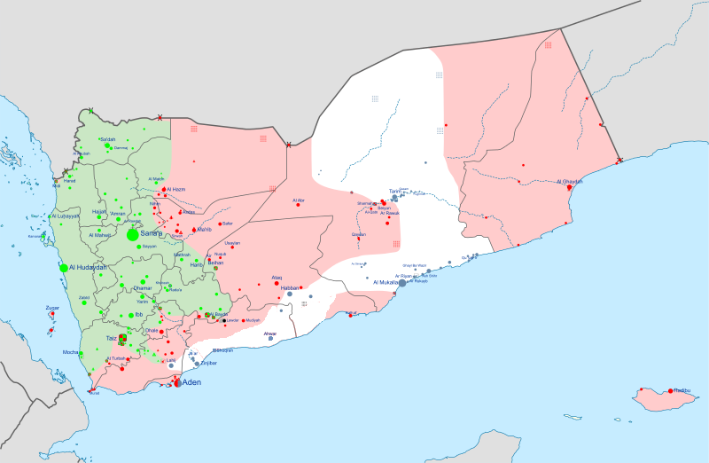 A map showing the division of Yemen among rival forces during the civil war. The fragmentation of the country among the government, the Houthi movement, and other factions lies at the heart of its humanitarian catastrophe.