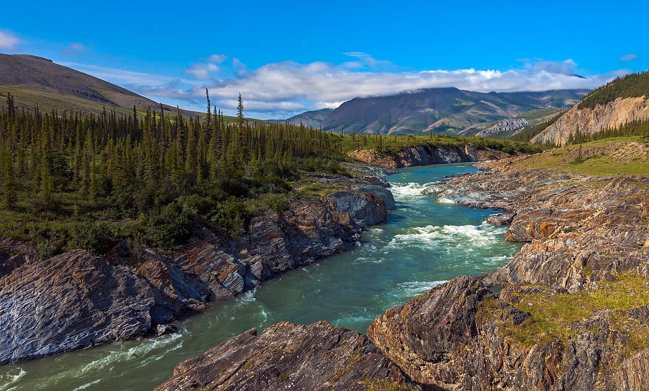 The Firth River in Ivvavik National Park, in the remote northern Yukon. Much of the territory is untouched wilderness, home to caribou, bears, and other wildlife.