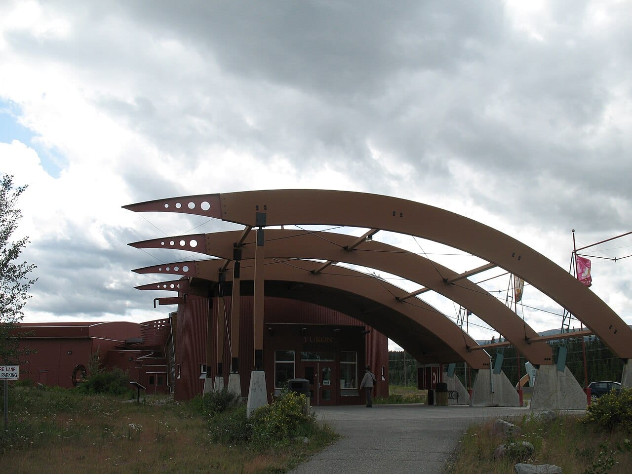 The entrance to the Beringia Interpretive Centre in Whitehorse. During the last ice age, Yukon was part of Beringia, the ice-free land bridge by which the first peoples are thought to have entered the Americas.