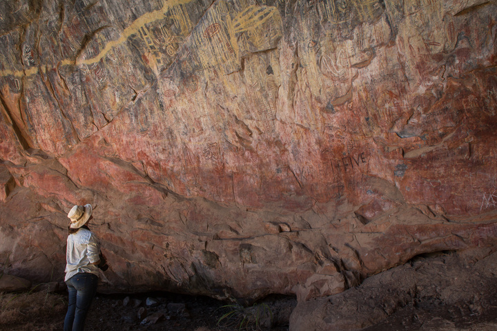 Rock art in Nsalu Cave. People have lived in what is now Zambia for tens of thousands of years, and the country's caves preserve paintings left by its ancient hunter-gatherer inhabitants.